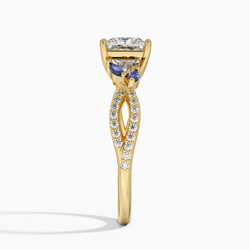Luxe Willow Sapphire and Diamond Ring (1/8 ct. tw.) Yellow Gold 18k Princess Engagement Ring