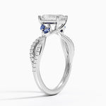 Luxe Willow Sapphire and Diamond Ring (1/8 ct. tw.) Platinum Radiant Engagement Ring