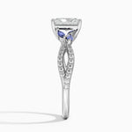 Luxe Willow Sapphire and Diamond Ring (1/8 ct. tw.) Platinum Radiant Engagement Ring