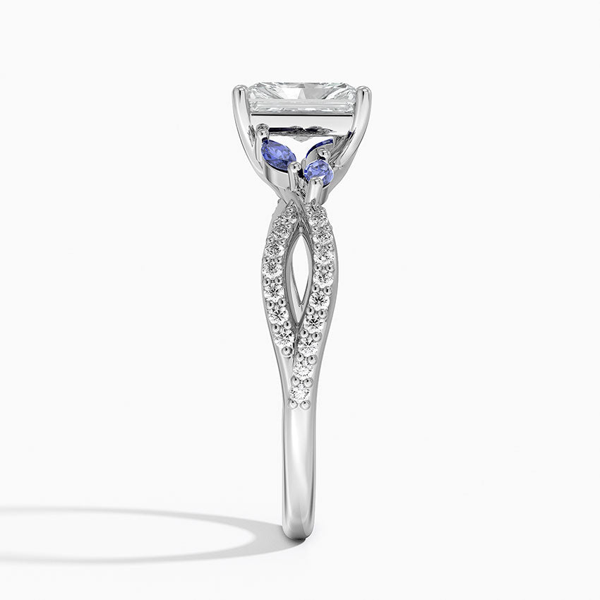 Luxe Willow Sapphire and Diamond Ring (1/8 ct. tw.) Platinum Radiant Engagement Ring