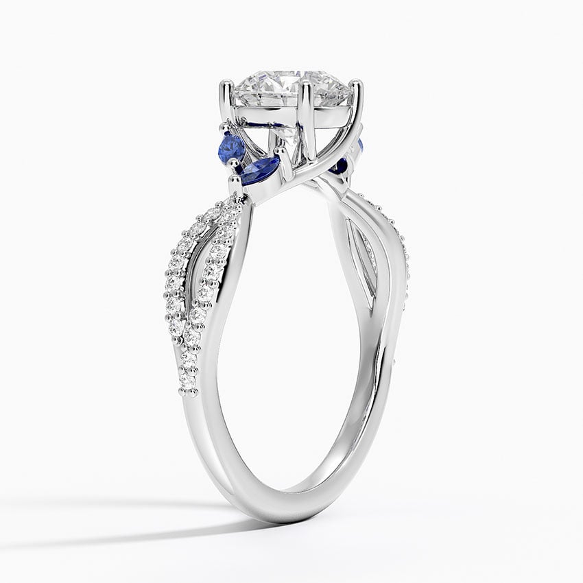 Luxe Willow Sapphire and Diamond Ring (1/8 ct. tw.) Platinum Round Engagement Ring