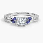 Luxe Willow Sapphire and Diamond Ring (1/8 ct. tw.) Platinum Cushion Engagement Ring
