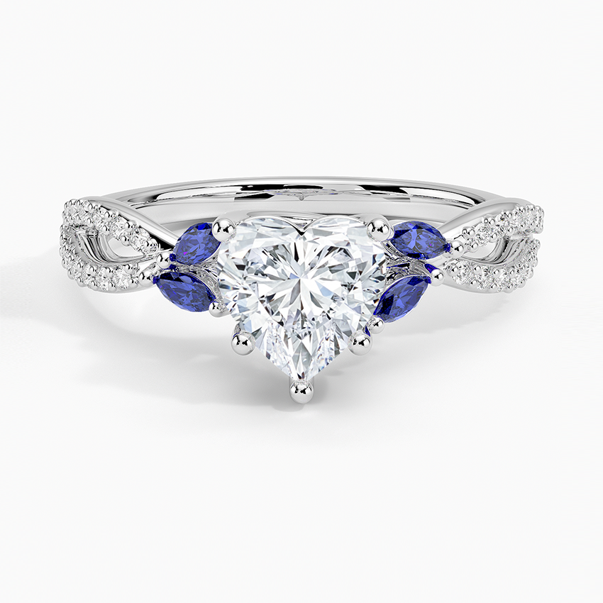 Luxe Willow Sapphire and Diamond Ring (1/8 ct. tw.) Platinum Heart Engagement Ring
