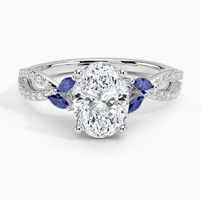 Luxe Willow Sapphire and Diamond Ring (1/8 ct. tw.) Platinum Oval Engagement Ring