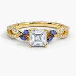 Luxe Willow Sapphire and Diamond Ring (1/8 ct. tw.) Yellow Gold 18k Asscher Engagement Ring