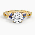 Luxe Willow Sapphire and Diamond Ring (1/8 ct. tw.) Yellow Gold 18k Round Engagement Ring