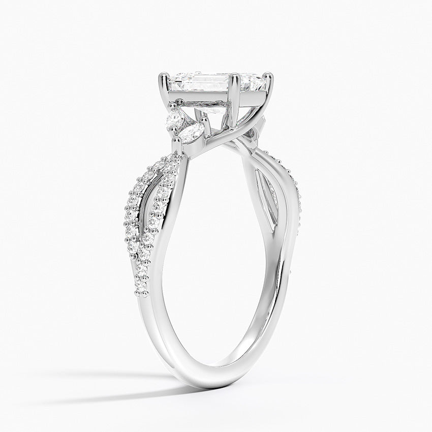 Luxe Willow Diamond Ring (1/4 ct. tw.) Platinum Emerald Engagement Ring