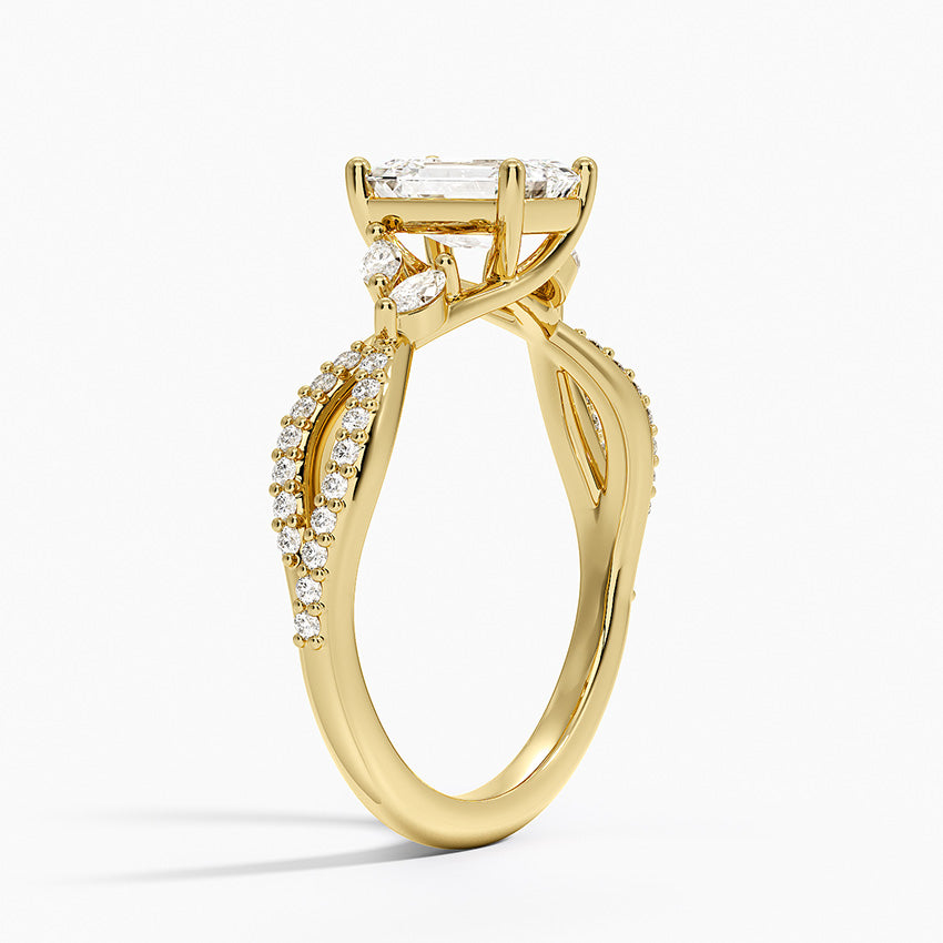 Luxe Willow Diamond Ring (1/4 ct. tw.) Yellow Gold 18k Emerald Engagement Ring