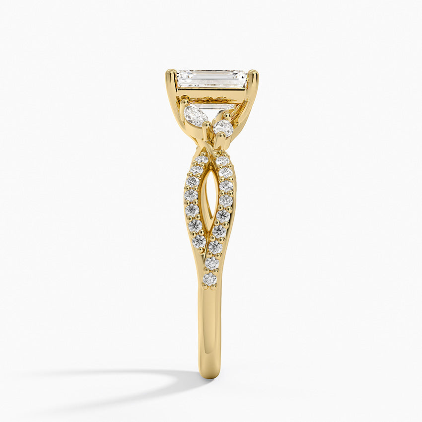 Luxe Willow Diamond Ring (1/4 ct. tw.) Yellow Gold 18k Emerald Engagement Ring