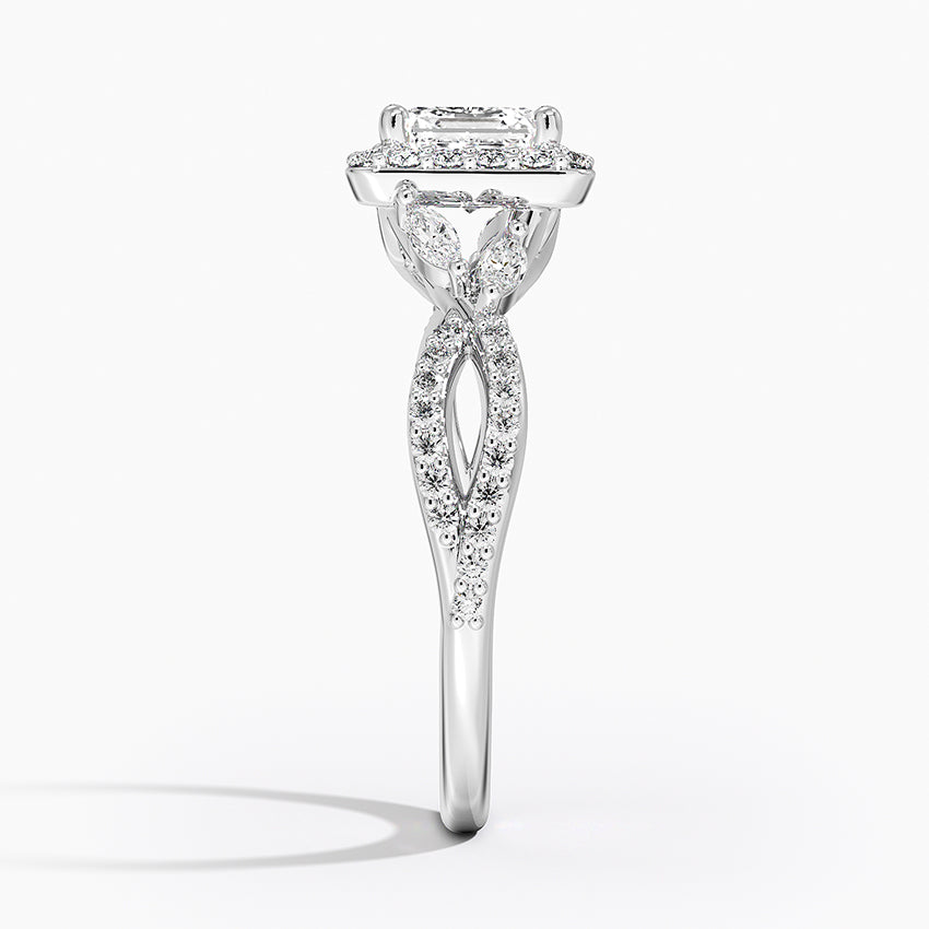 Luxe Willow Halo Diamond Ring (2/5 ct. tw.) Platinum Asscher Engagement Ring