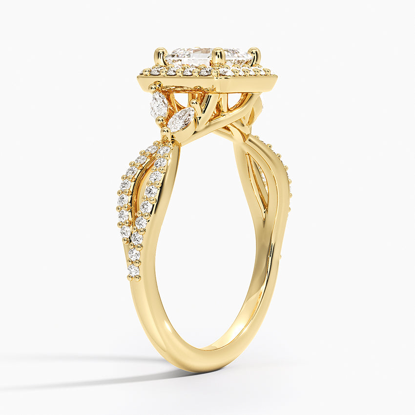 Luxe Willow Halo Diamond Ring (2/5 ct. tw.) Yellow Gold 18k Asscher Engagement Ring