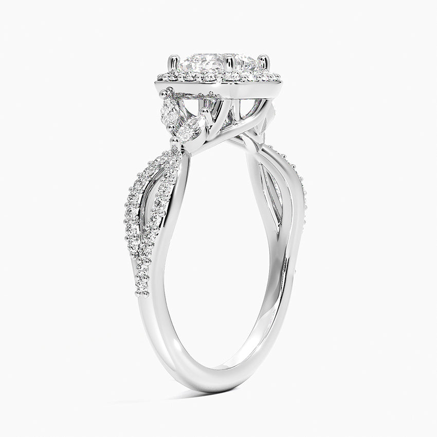 Luxe Willow Halo Diamond Ring (2/5 ct. tw.) Platinum Cushion Engagement Ring