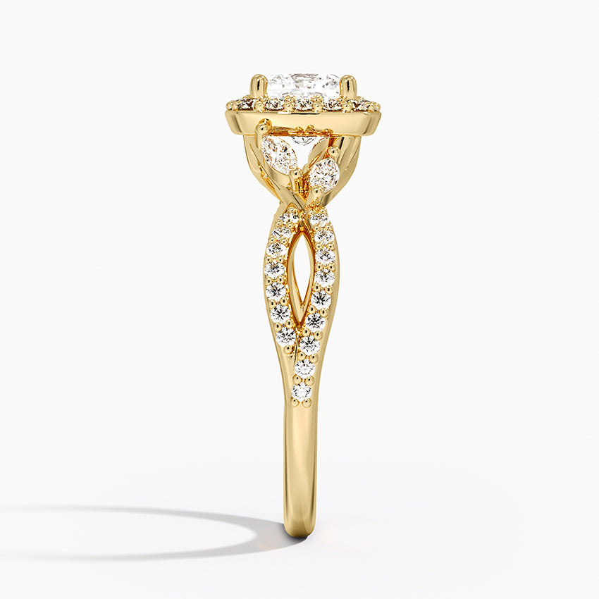 Luxe Willow Halo Diamond Ring (2/5 ct. tw.) Yellow Gold 18k Cushion Engagement Ring