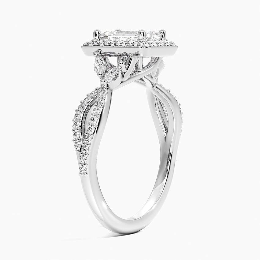 Luxe Willow Halo Diamond Ring (2/5 ct. tw.) Platinum Emerald Engagement Ring