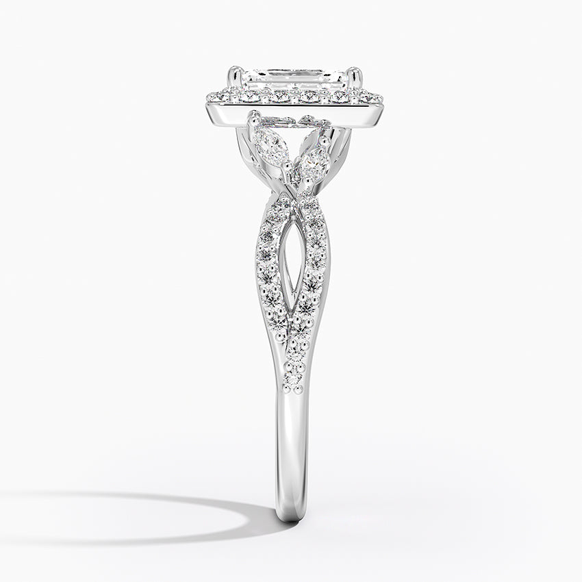 Luxe Willow Halo Diamond Ring (2/5 ct. tw.) Platinum Emerald Engagement Ring
