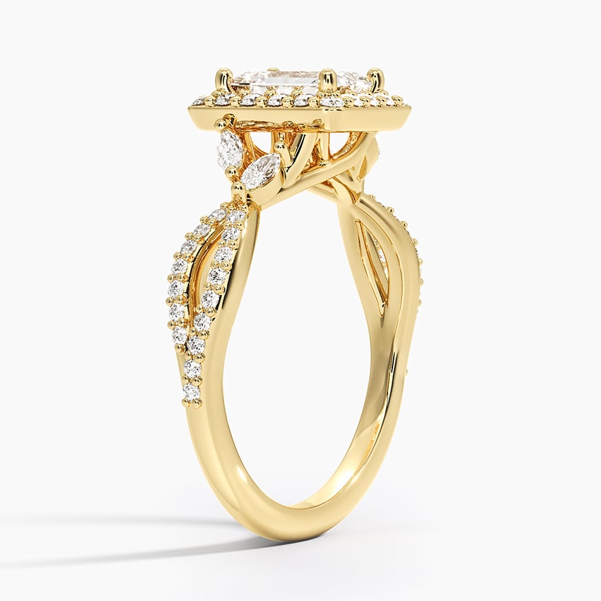 Luxe Willow Halo Diamond Ring (2/5 ct. tw.) Yellow Gold 18k Emerald Engagement Ring