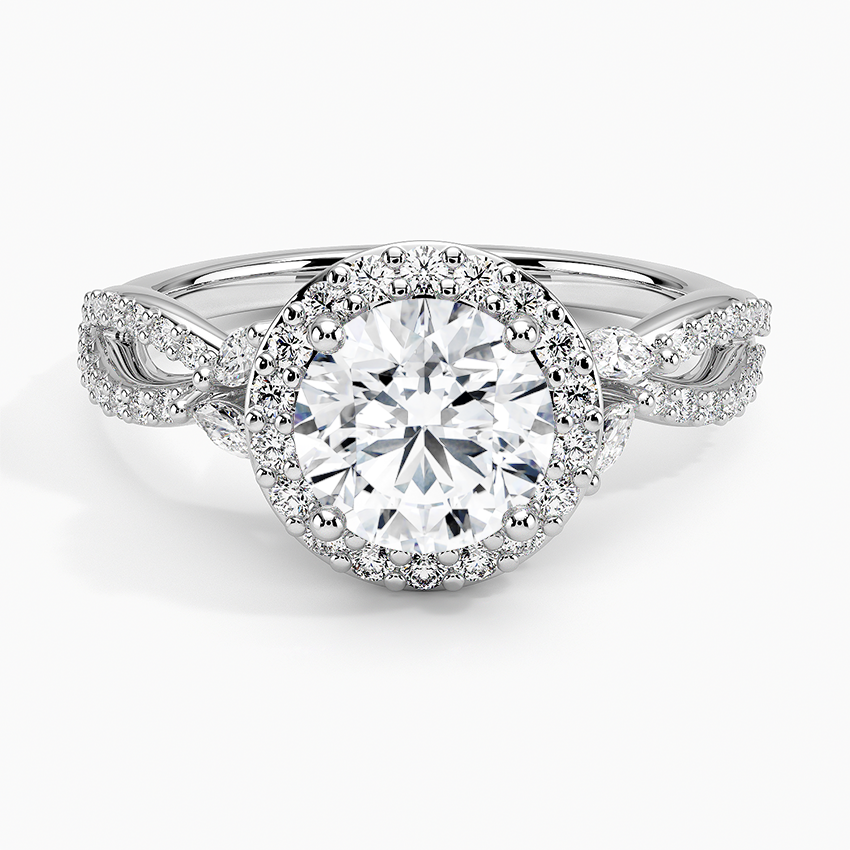 Luxe Willow Halo Diamond Ring (2/5 ct. tw.) Platinum Round Engagement Ring