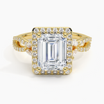 Luxe Willow Halo Diamond Ring (2/5 ct. tw.) Yellow Gold 18k Emerald Engagement Ring