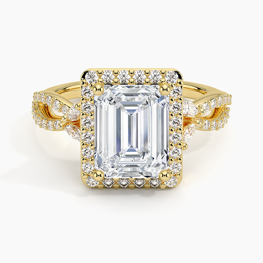 Luxe Willow Halo Diamond Ring (2/5 ct. tw.) Yellow Gold 18k Emerald Engagement Ring