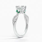 Willow Ring With Lab Emerald Accents Platinum Asscher Engagement Ring