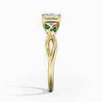 Willow Ring With Lab Emerald Accents Yellow Gold 18k Asscher Engagement Ring