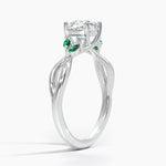 Willow Ring With Lab Emerald Accents Platinum Cushion Engagement Ring