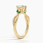 Willow Ring With Lab Emerald Accents Yellow Gold 18k Cushion Engagement Ring