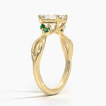Willow Ring With Lab Emerald Accents Yellow Gold 18k Emerald Engagement Ring