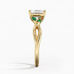 Willow Ring With Lab Emerald Accents Yellow Gold 18k Emerald Engagement Ring