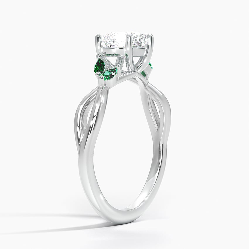 Willow Ring With Lab Emerald Accents Platinum Heart Engagement Ring