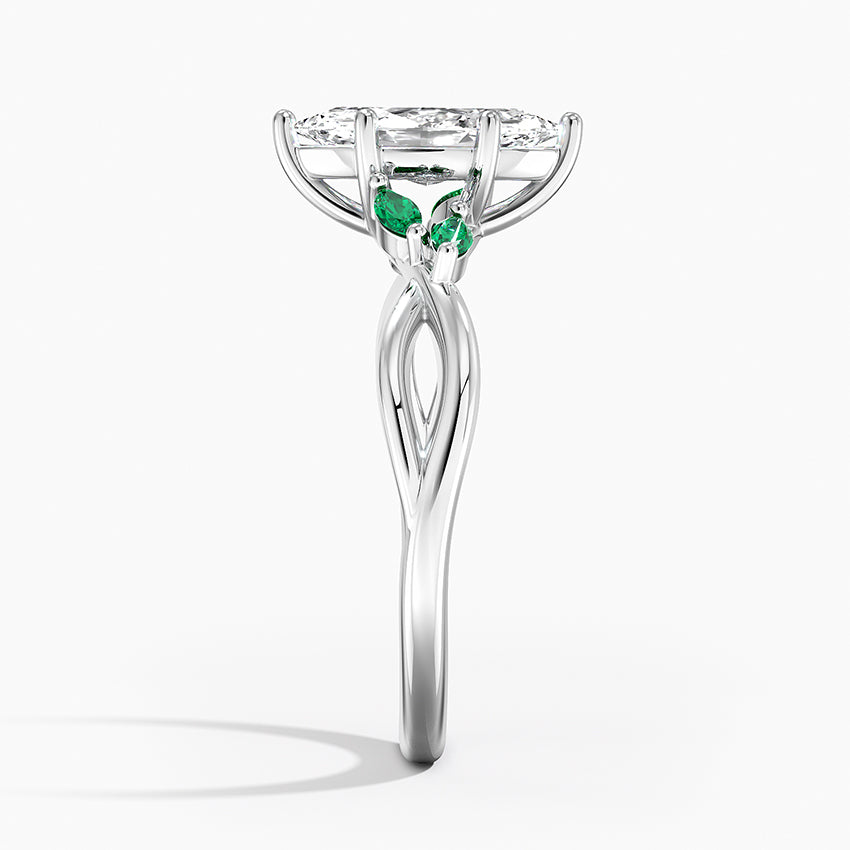 Willow Ring With Lab Emerald Accents Platinum Marquise Engagement Ring