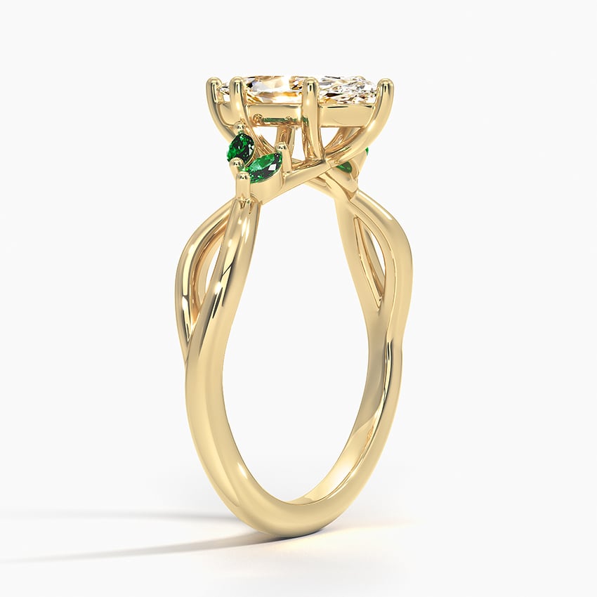Willow Ring With Lab Emerald Accents Yellow Gold 18k Marquise Engagement Ring