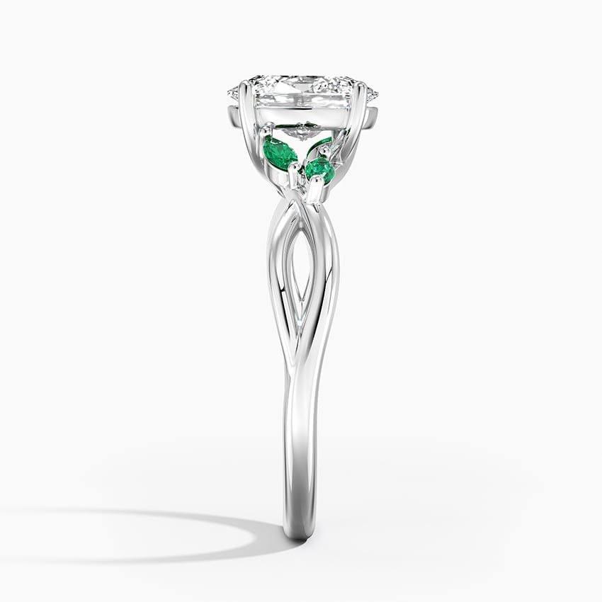 Willow Ring With Lab Emerald Accents Platinum Oval Engagement Ring