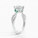 Willow Ring With Lab Emerald Accents Platinum Princess Engagement Ring