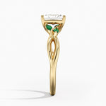 Willow Ring With Lab Emerald Accents Yellow Gold 18k Radiant Engagement Ring