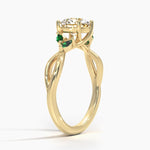 Willow Ring With Lab Emerald Accents Yellow Gold 18k Round Engagement Ring