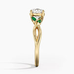 Willow Ring With Lab Emerald Accents Yellow Gold 18k Round Engagement Ring