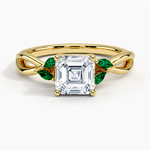 Willow Ring With Lab Emerald Accents Yellow Gold 18k Asscher Engagement Ring