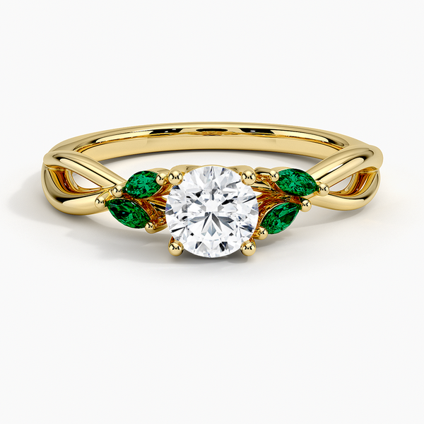 Willow Ring With Lab Emerald Accents Engagement Ring