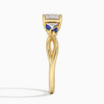 Willow Ring With Sapphire Accents Yellow Gold 18k Asscher Engagement Ring