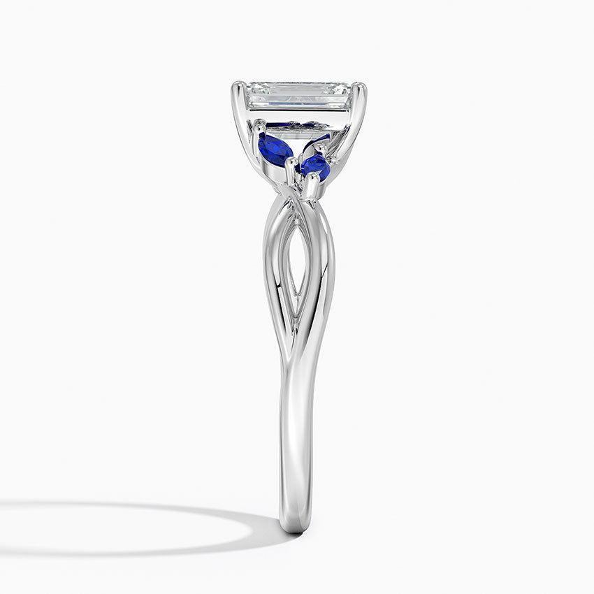 Willow Ring With Sapphire Accents Platinum Emerald Engagement Ring