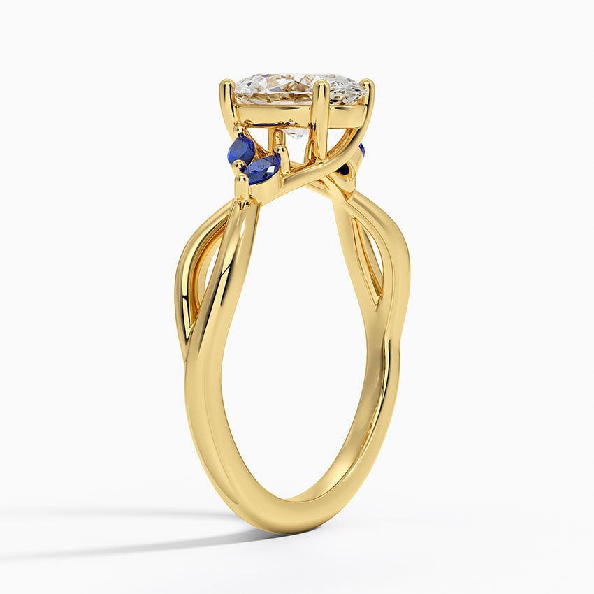 Willow Ring With Sapphire Accents Yellow Gold 18k Oval Engagement Ring