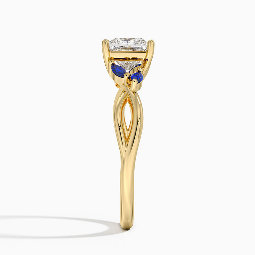Willow Ring With Sapphire Accents Yellow Gold 18k Princess Engagement Ring