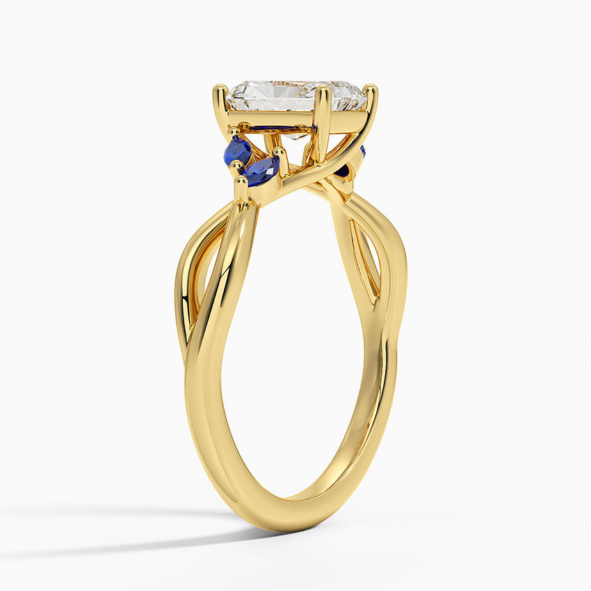Willow Ring With Sapphire Accents Yellow Gold 18k Radiant Engagement Ring