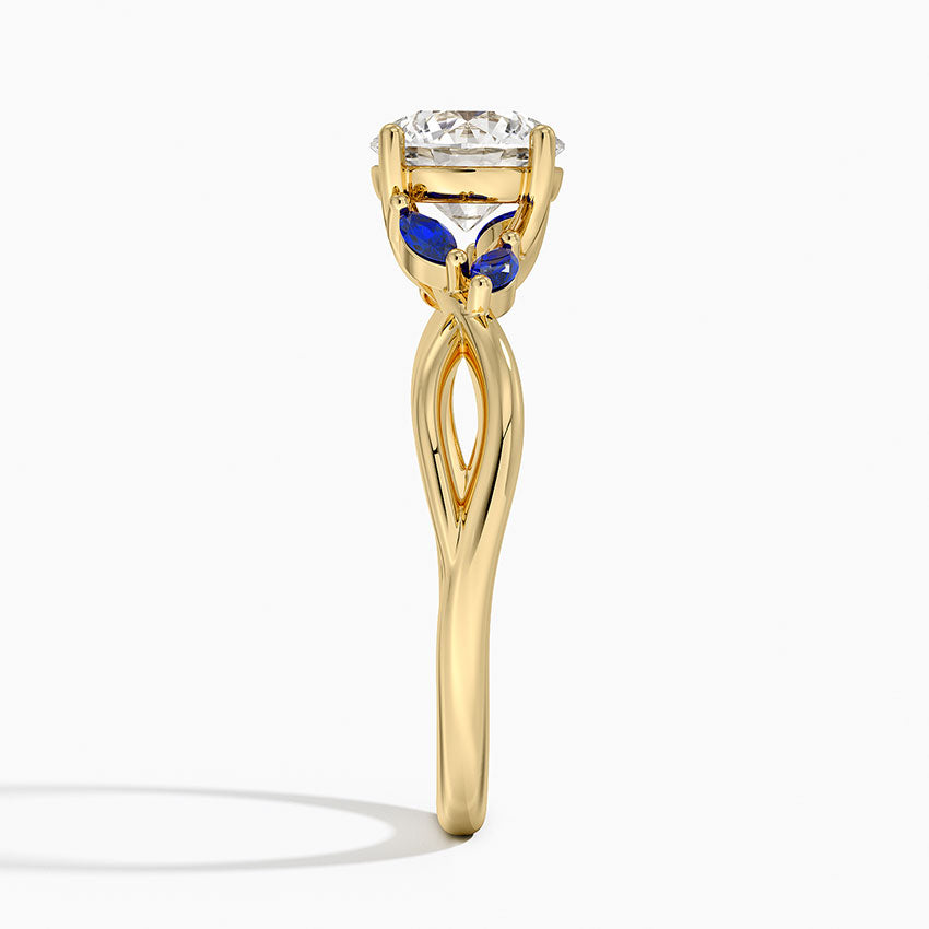 Willow Ring With Sapphire Accents Yellow Gold 18k Round Engagement Ring