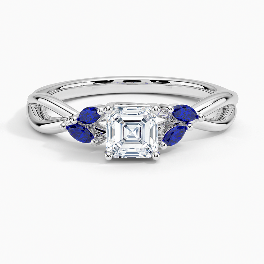 Willow Ring With Sapphire Accents Platinum Asscher Engagement Ring