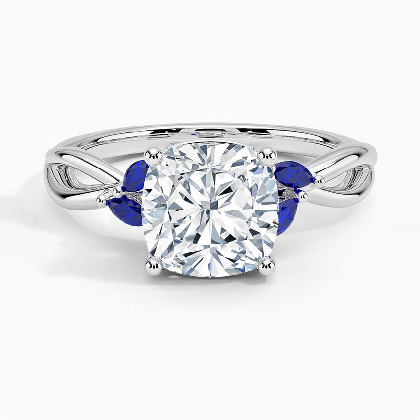 Willow Ring With Sapphire Accents Platinum Cushion Engagement Ring