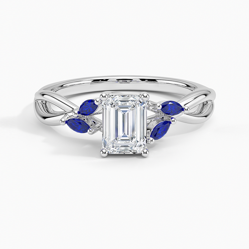 Willow Ring With Sapphire Accents Platinum Emerald Engagement Ring