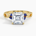 Willow Ring With Sapphire Accents Yellow Gold 18k Asscher Engagement Ring