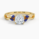 Willow Ring With Sapphire Accents Yellow Gold 18k Cushion Engagement Ring